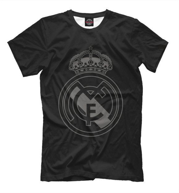 Мужская футболка с изображением FC Real Black Logo цвета Черный