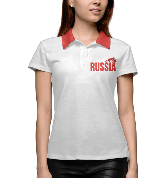 Женское поло с изображением Russia цвета Белый