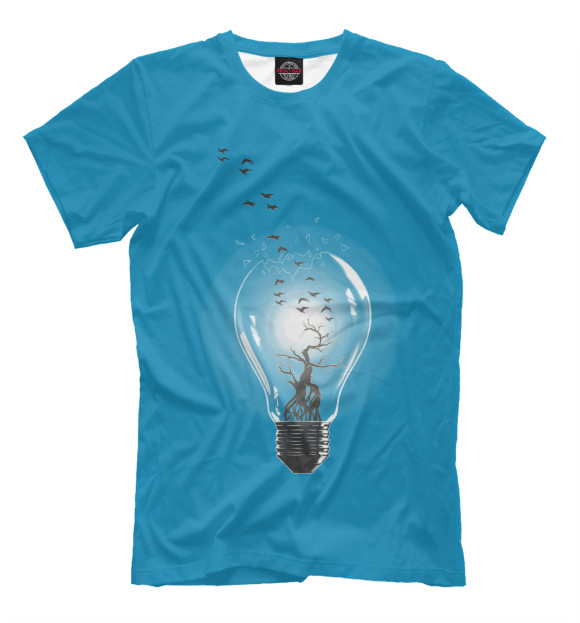 Мужская футболка с изображением Lamp цвета Грязно-голубой