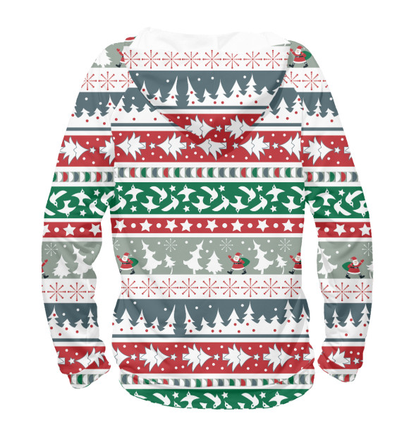 Женское худи с изображением новогодний свитер цвета Белый