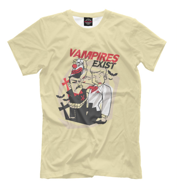 Мужская футболка с изображением Вампиры существуют цвета Белый