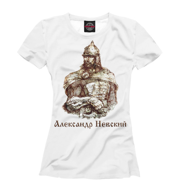 Женская футболка с изображением Александр Невский цвета Белый