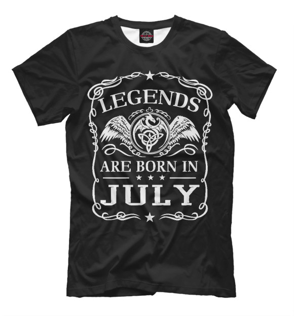 Мужская футболка с изображением Легенды рождаются в июле цвета Черный