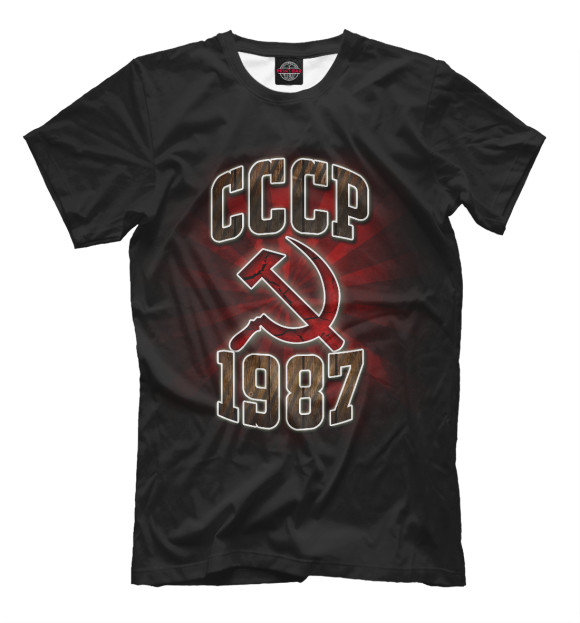 Мужская футболка с изображением 1987 цвета Черный