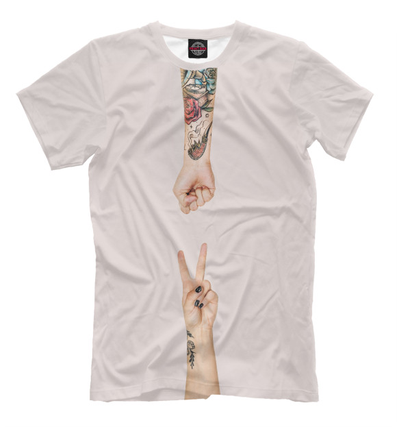 Мужская футболка с изображением Камень-ножницы цвета Бежевый