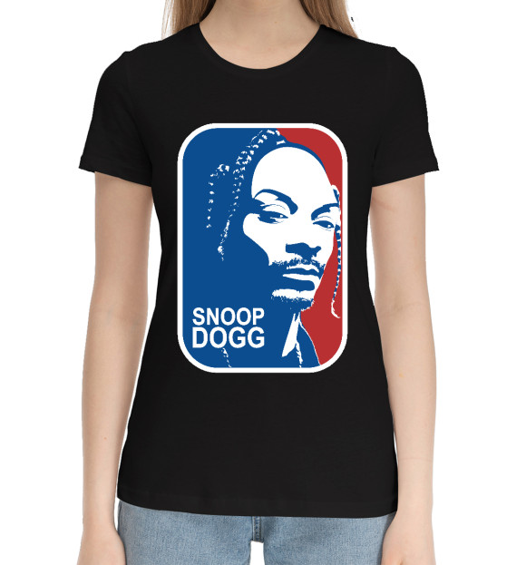 Женская хлопковая футболка с изображением СНУП ДОГ цвета Черный