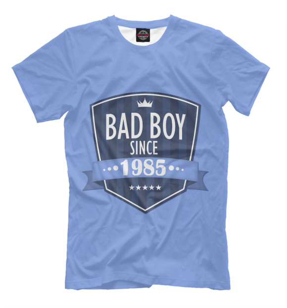 Мужская футболка с изображением Плохой мальчик с 1985 цвета Грязно-голубой
