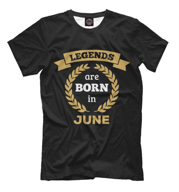 Мужская футболка с изображением Легенды рождаются в июне цвета Черный