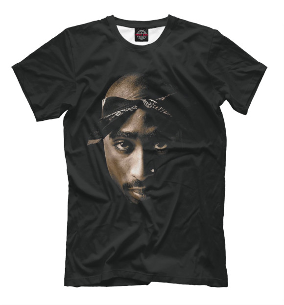 Мужская футболка с изображением Tupak Shakur цвета Черный