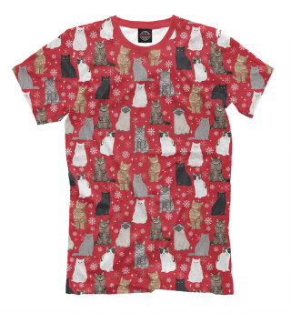 Мужская футболка Рождественские коты-2