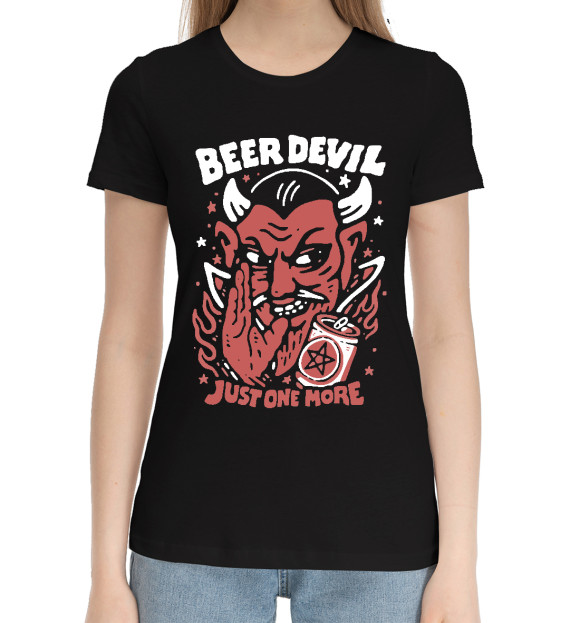 Женская хлопковая футболка с изображением Адский пивас цвета Черный