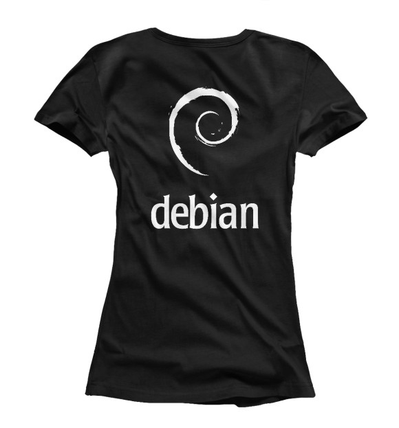 Женская футболка с изображением Debian Black цвета Белый