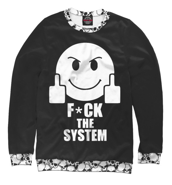 Женский свитшот с изображением Fuck the System цвета Белый