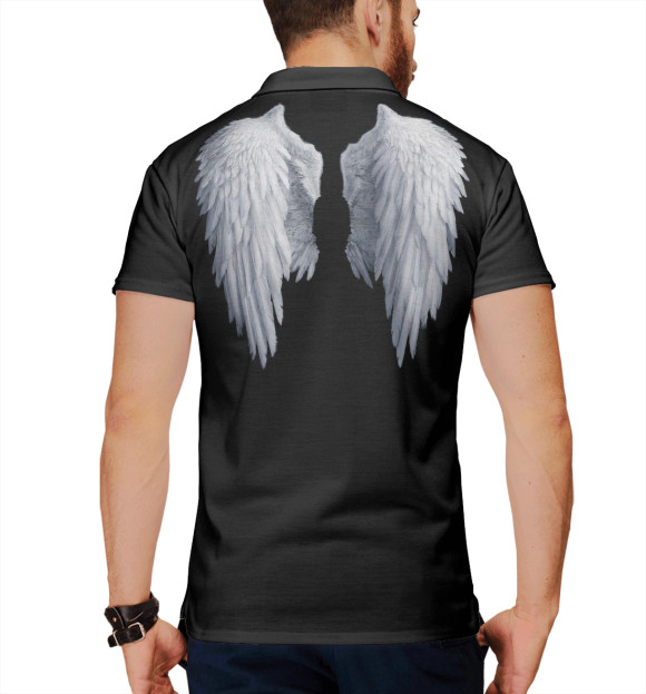 Мужское поло с изображением Крылья ангела цвета Белый