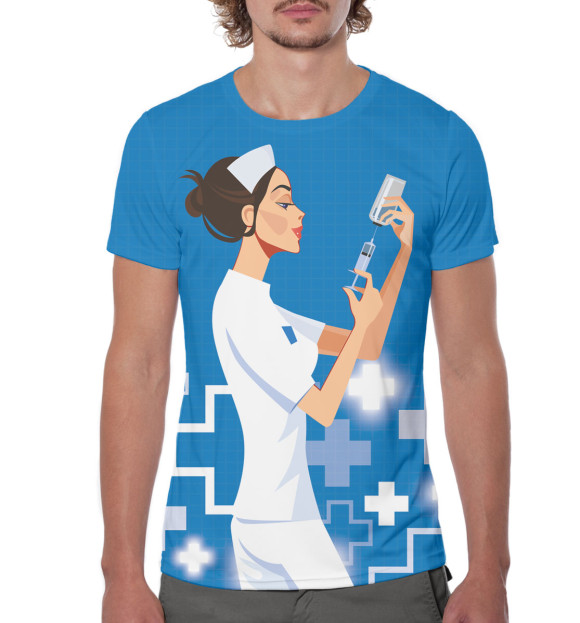 Мужская футболка с изображением Медсестра цвета Белый