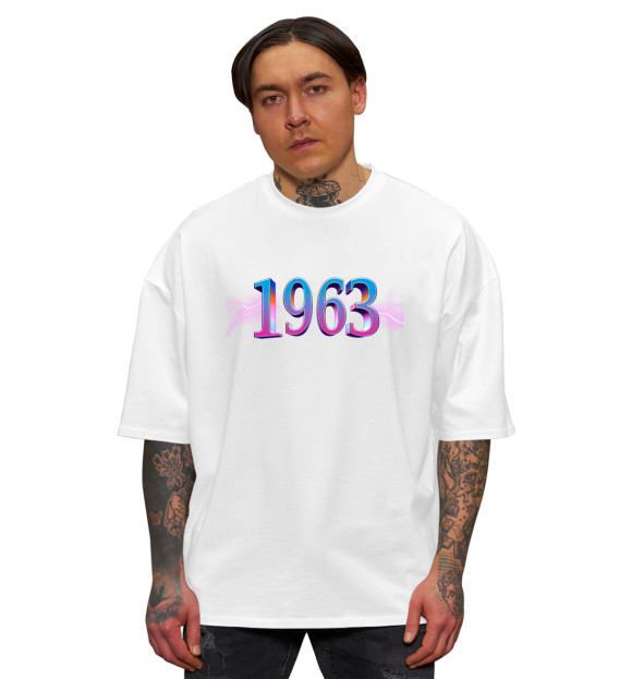Мужская футболка оверсайз с изображением 1963 цвета Белый