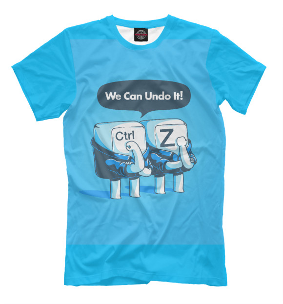 Мужская футболка с изображением Мы сделаем это ctrl+z цвета Грязно-голубой