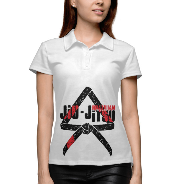 Женское поло с изображением Jiu-Jitsu цвета Белый