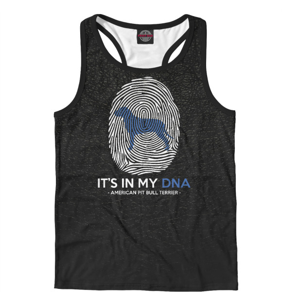Мужская майка-борцовка с изображением It's my DNA Pit Bull Terrie цвета Белый