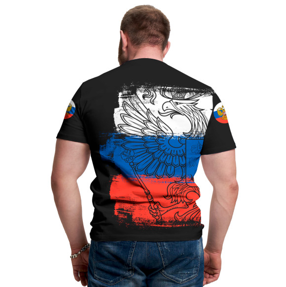 Мужская футболка с изображением Герб России цвета Белый