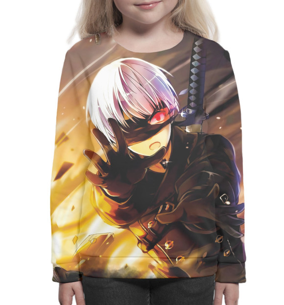 Свитшот для девочек с изображением Nier Automata огонь цвета Белый