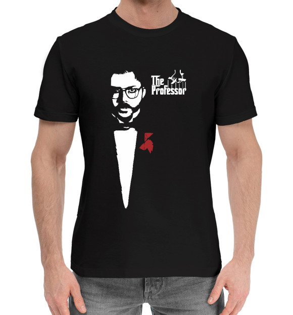 Мужская хлопковая футболка с изображением The Professor цвета Черный