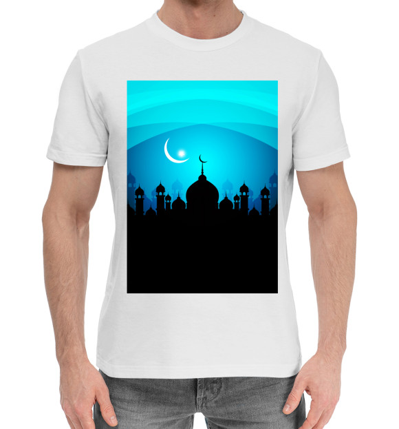 Мужская хлопковая футболка с изображением Казахстан цвета Белый