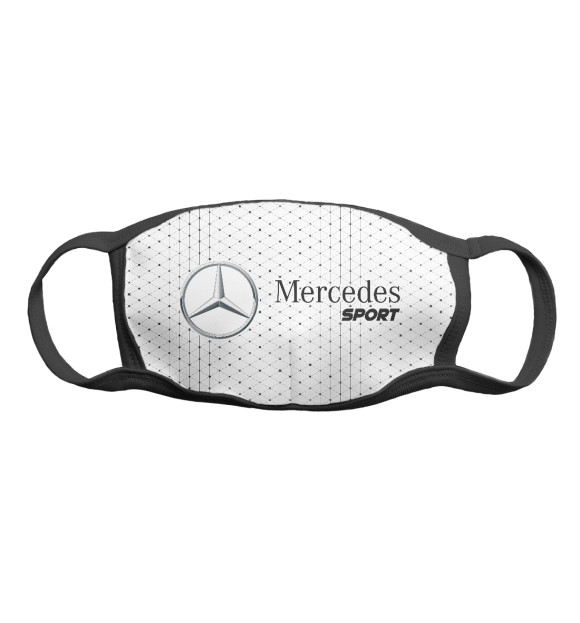 Маска тканевая с изображением Mercedes + Треугольники цвета Белый