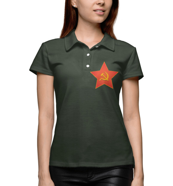 Женское поло с изображением Красная звезда СССР цвета Белый