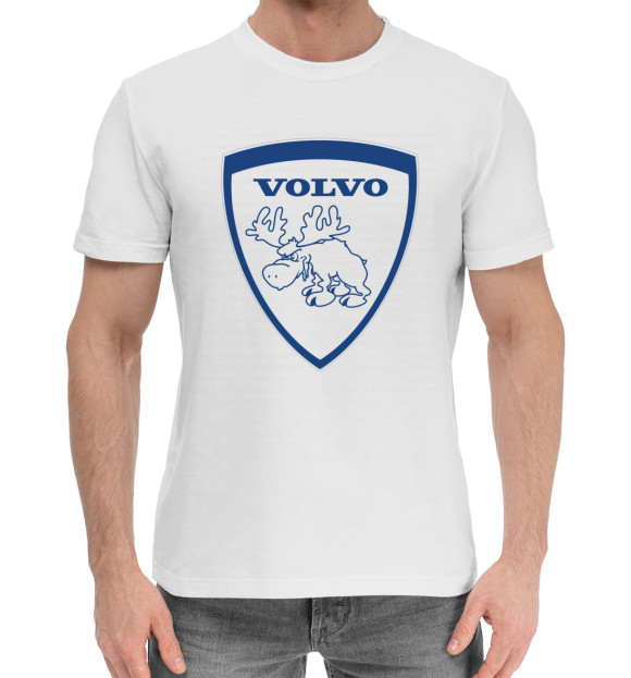Мужская хлопковая футболка с изображением Volvo цвета Белый
