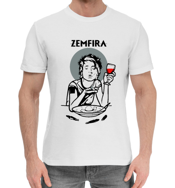 Мужская хлопковая футболка с изображением Zемфира цвета Белый
