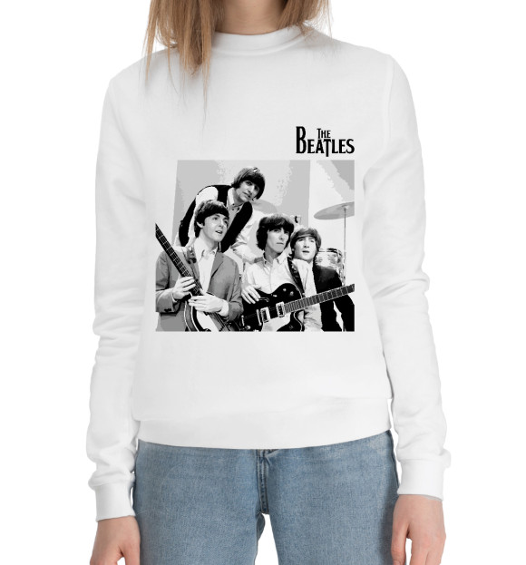 Женский хлопковый свитшот с изображением The Beatles цвета Белый