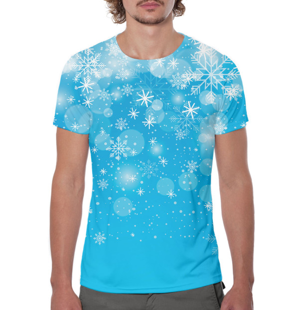 Мужская футболка с изображением Снежинки цвета Белый