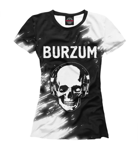 Футболка для девочек с изображением Burzum + Череп цвета Белый