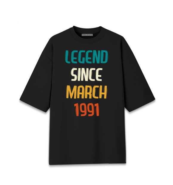 Мужская футболка оверсайз с изображением Legend Since March 1991 цвета Черный