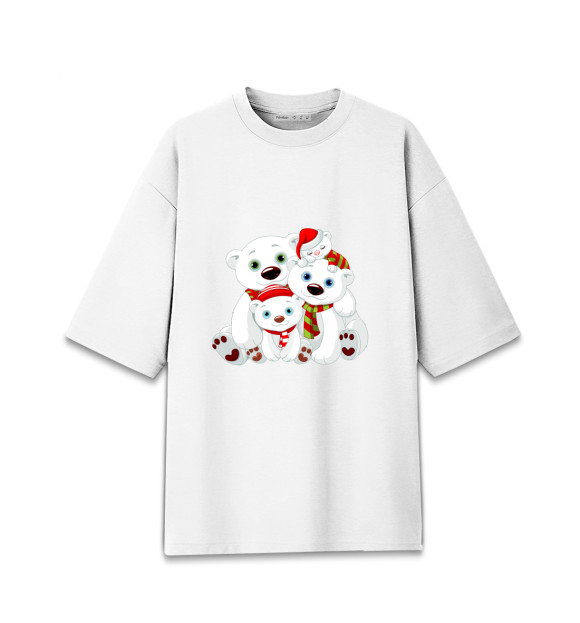 Женская футболка оверсайз с изображением Полярные мишки цвета Белый