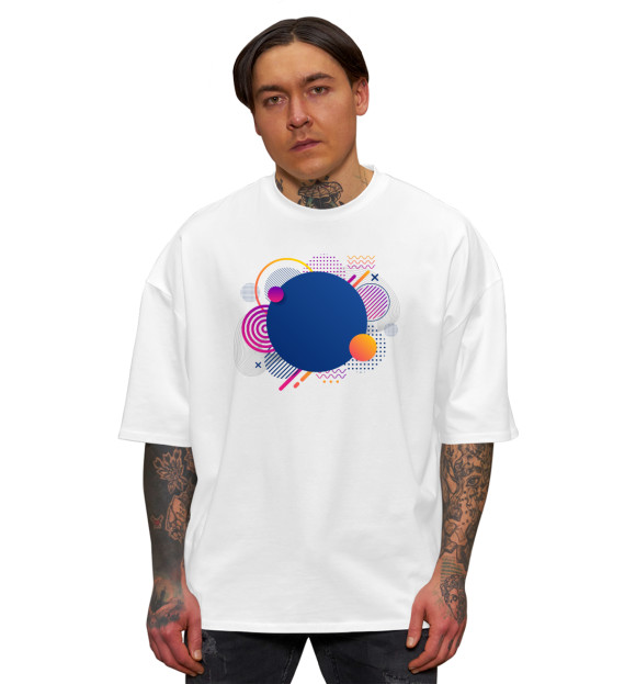 Мужская футболка оверсайз с изображением Abstraction цвета Белый