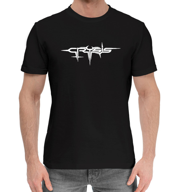 Мужская хлопковая футболка с изображением Crysis цвета Черный