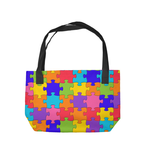 Пляжная сумка с изображением Разноцветный Пазл цвета 