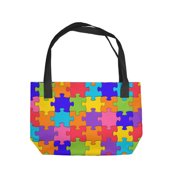 Пляжная сумка с изображением Разноцветный Пазл цвета 