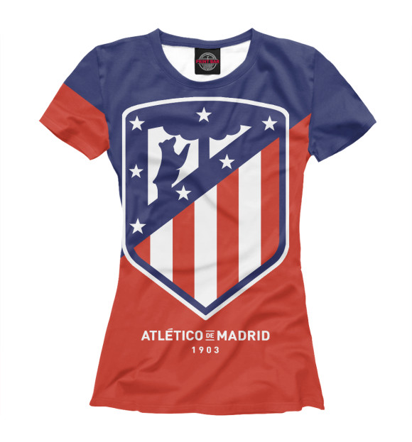 Женская футболка с изображением Atletico Madrid New Emblem цвета Белый