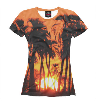 Женская футболка Пальмы в закате