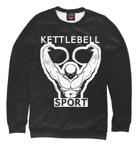 Мужской свитшот с изображением Гиревой спорт/Kettlebell sport цвета Белый