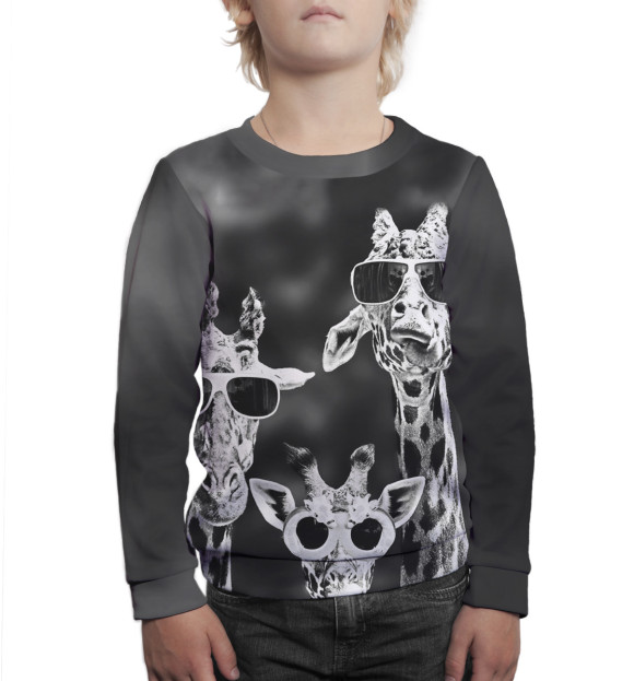 Свитшот для мальчиков с изображением Жирафы в очках цвета Белый