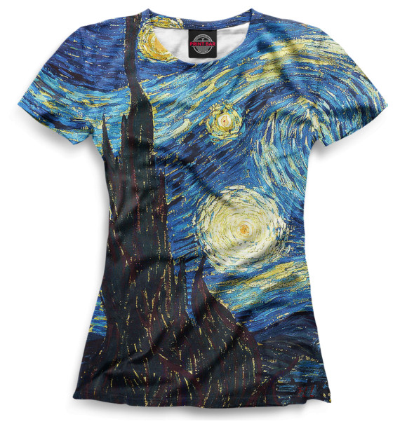 Женская футболка с изображением Звёздная ночь цвета Белый