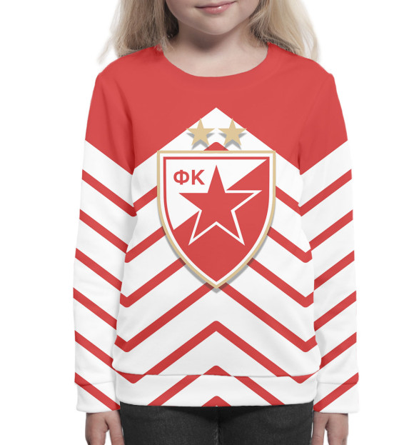 Свитшот для девочек с изображением Црвена Звезда цвета Белый