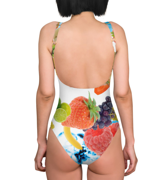 Купальник-боди с изображением Сочные ягоды и фрукты цвета 