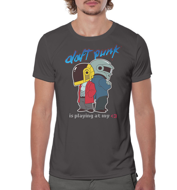 Мужская футболка с изображением Daft Punk цвета Белый
