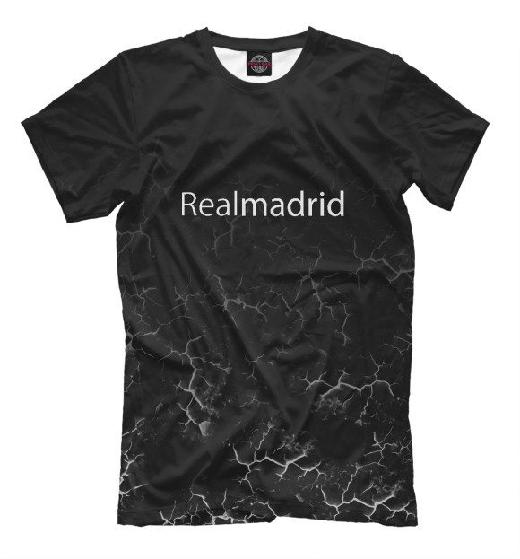 Мужская футболка с изображением Реал мадрид  серые молнии цвета Белый