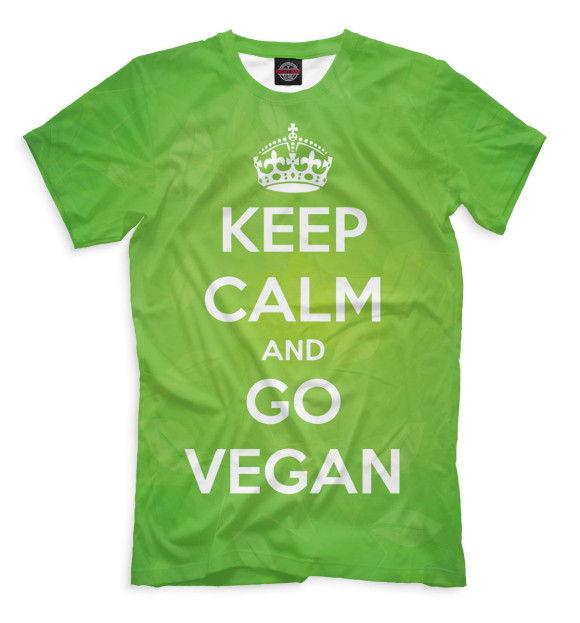 Мужская футболка с изображением Keep Calm And Go Vegan цвета Хаки